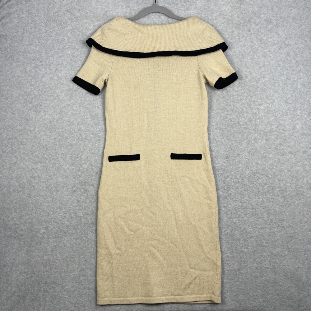 VTG Don Sayres Wellmore Sweater Dress Womens 4 Cream Knit Sheath Retro